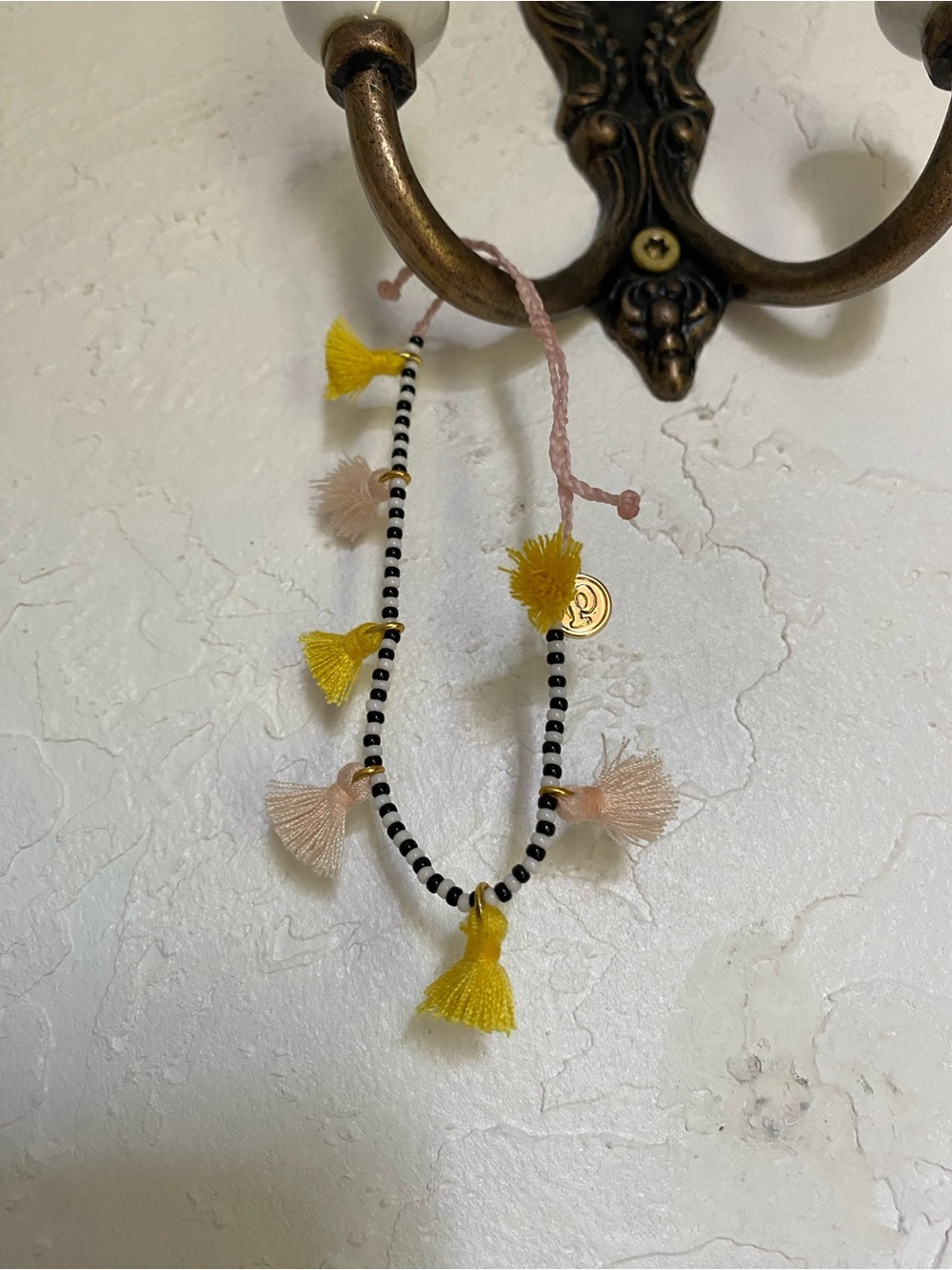 Pura Vida Beaded Tassel Necklace - Yellow & Pink